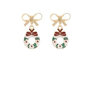 Christmas Wreath & Bow Drop Earrings